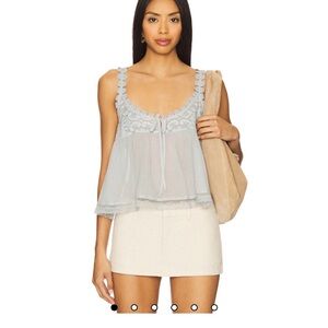 Free People Stevie Lace Tank Blouse Top Babydoll Floral Sleeveless S *Flaw